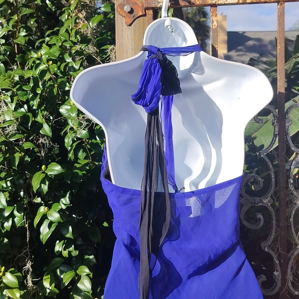 Cache '90s vintage, pre y2k blue ombre Grecian halter dress size 2 - Picture 6 of 7